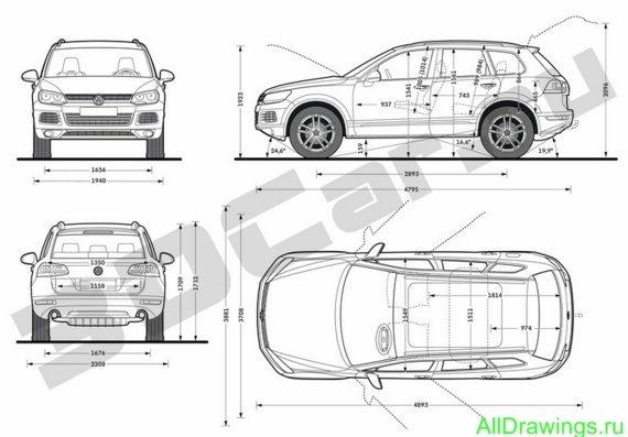 Volkswagen Touareg (2011) (Фольцваген Тауарег (2011)) - чертежи (рисунки) автомобиля